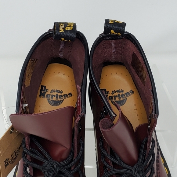 Dr Martens 1460W Cherry burgundy Leather Boots 8eyed Women's US Size 5 New - Picture 7 of 11